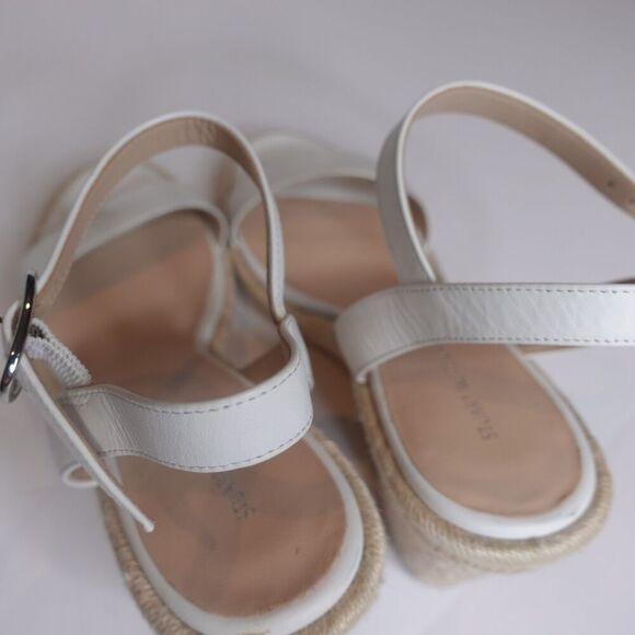 Stuart Weitzman Teddi Espadrille Leather Wedge Sandal White Women's Size 10 New - Picture 2 of 12